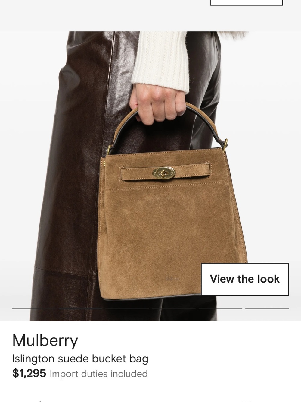 Mulberry Suede Islington Bucket Crossbody Bag in Brown - Picture 10 of 10